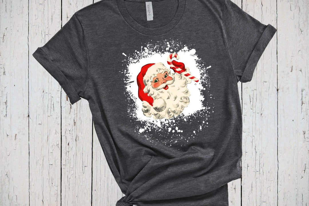 Claus, Santa Santa Vintage - Shirt Shirt, Santa Effect, Christmas Etsy Shirt Kids Retro Mom, Bleached Christmas for Christmas Retro Shirt, Gift for