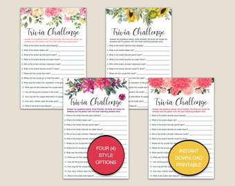 Trivia Challenge Game, Bridal Shower Game, Instant Download, Game Cards, Printable Game, Wedding Shower Game, Bachelorette Game, Bridal Game