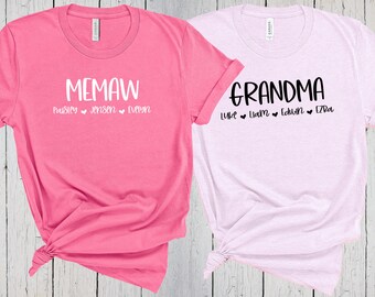 Personalized Grandma Shirt, Memaw Shirt, Nana Shirt, Gift for Grandma, Customized Mother's Day Shirt, Grandchildren, Grandma Custom Shirt