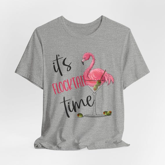 It's Flocktail Time, Pink Flamingo Shirt, Martini Glass, Vacation