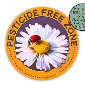 Ladybug Pesticide Free Zone Garden Sign, Garden Art Pollinator Signs, No Spray Flower Sign, Outdoor Metal Yard Sign, Farmhouse Garden Gift