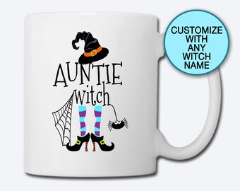 Auntie Witch, Coffee Mug, Fall Mug, Halloween Mug, Funny Coffee Mug, Mug Gift, Ceramic Mug, Tea Mug, Aunt Mug, Witch Family Mugs, Auntie Mug