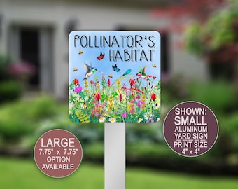 Pollinators Habitat, Hummingbird Gifts, Pollinator Garden Sign, Wildflowers Sign, Butterfly Sign, Bee Decor, Summer Garden Art, Farm Signs