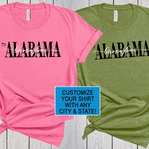 Chemise Alabama, chemise Birmingham Alabama, chemise de voyage, t-shirt pour le jour du match, plans de la ville, chemise ville natale, t-shirt Alabama, chemise vacances
