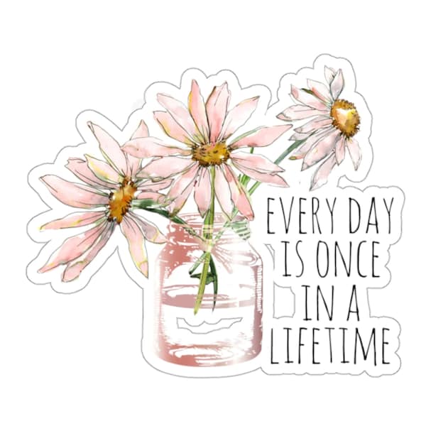 Every Day Is A Once In A Lifetime, Inspirational Sticker for Journal Notebook, Quotes Sticker, Self Love Sticker, Hydro Flask Sticker Decal