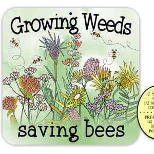 Growing Weeds Saving Bees Outdoor Metal Honey Bee Yard Sign, Organic Garden Sign, Beekeeper Bee Home Decor, Wildflowers Sign, Farmhouse Sign