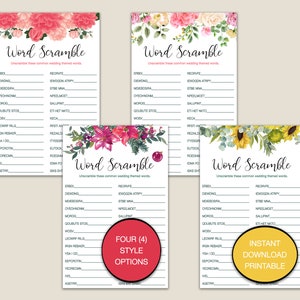 Word Scramble, Bridal Shower Game, Instant Digital Download, Game Cards, Printable Game, Wedding Shower Game, Bachelorette Game, Bridal Game