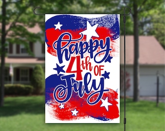 Happy 4th of July, Fourth of July Decor, July 4th, Welcome Garden Flag, House Flag, Outdoor Flag, Patriotic Flag, American Flag, Summer Art