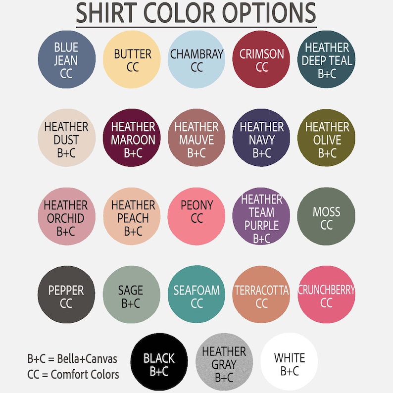a bunch of different color options for a shirt