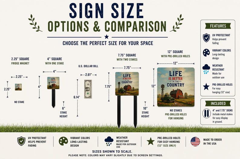 a sign size guide for options and comparison