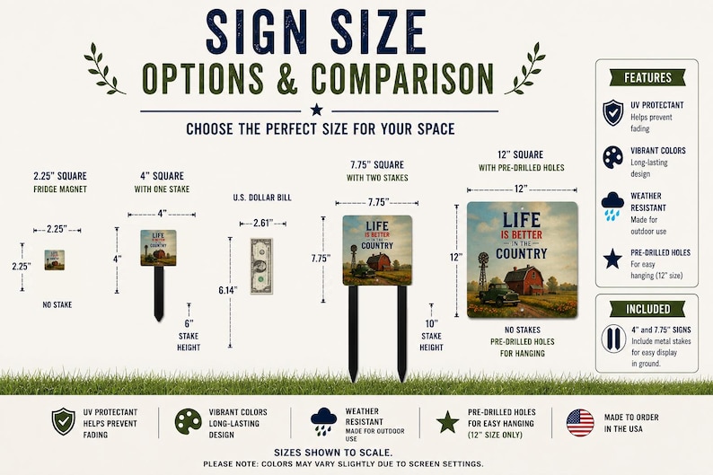 a sign size guide for options and comparison