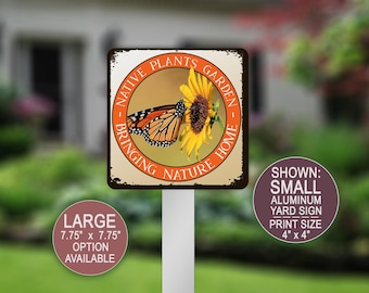 Native Plants Garden, Monarch Butterfly Garden, Sunflower Gifts, Pesticide Free, Summer Garden Art, Farmhouse Decor, Pollinator Garden Sign