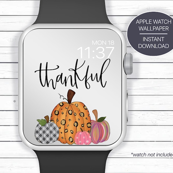 Thankful Fall Holiday Pumpkins, Smart Watch Wallpaper, Smartwatch Background, Digital Wallpaper, Smart Watch Cover, Phone Lock Screen Photo