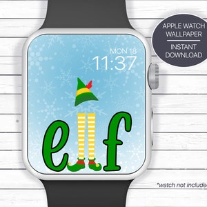 Elf Christmas Watch Face, Funny Cover, Smart Watch Faces, Personalized Watch, Digital Watch Women, Snowflake Background, Custom Watch Cover,