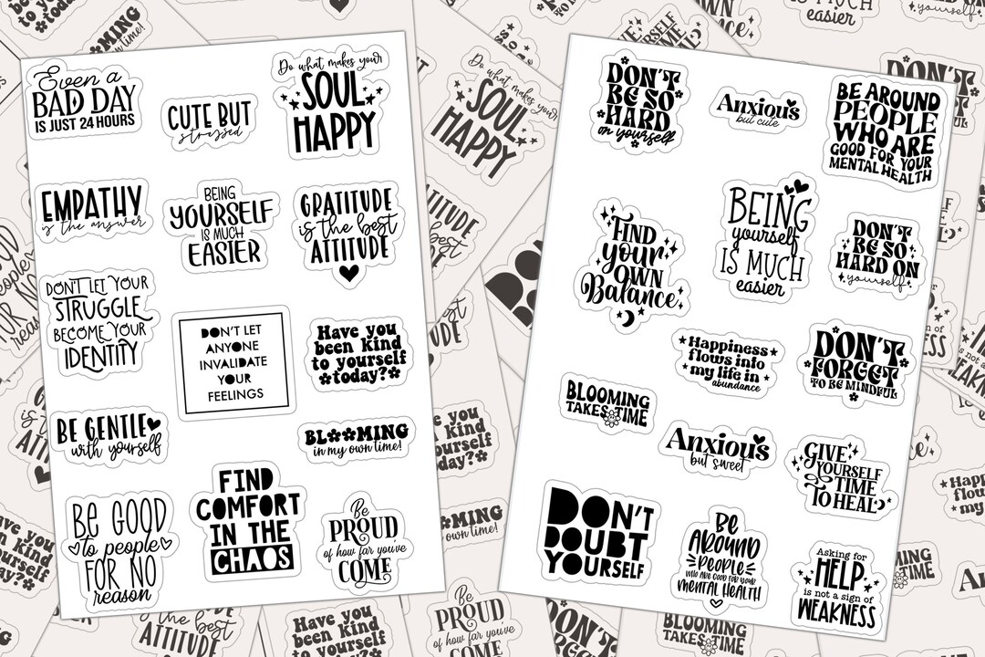 Mental Health Stickers, Mental Health Awareness, Sticker Sheet, Therapy