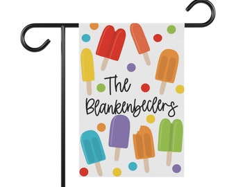 Personalized Welcome Garden Flag, Custom Popsicles Ice Cream Banner, Beach House Gift, House Warming Gifts, Lake House Decor, Porch Flag