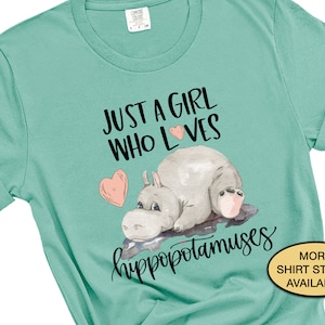 Gewoon een meisje dat van nijlpaarden houdt, nijlpaardverjaardagsshirt, Just A Girl-shirt, schattig nijlpaardshirt, Just A Girl Who Loves-T-shirt nijlpaarden