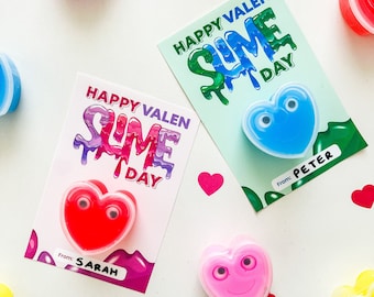 Happy ValenSLIME Slime Valentine, school valentine, classroom valentine, cute valentine, printable, no candy valentine - INSTANT DOWNLOAD
