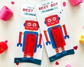 Slinky Spring Robot Valentine, school valentine, classroom valentine, cute valentine, printable, no candy valentine - INSTANT DOWNLOAD
