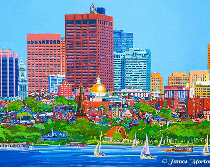 Boston Art Print City of Boston Skyline on Canvas Boston Wall Etsy India