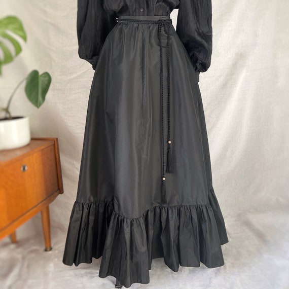 Vintage 70s black taffeta full Victoriana steampu… - image 2