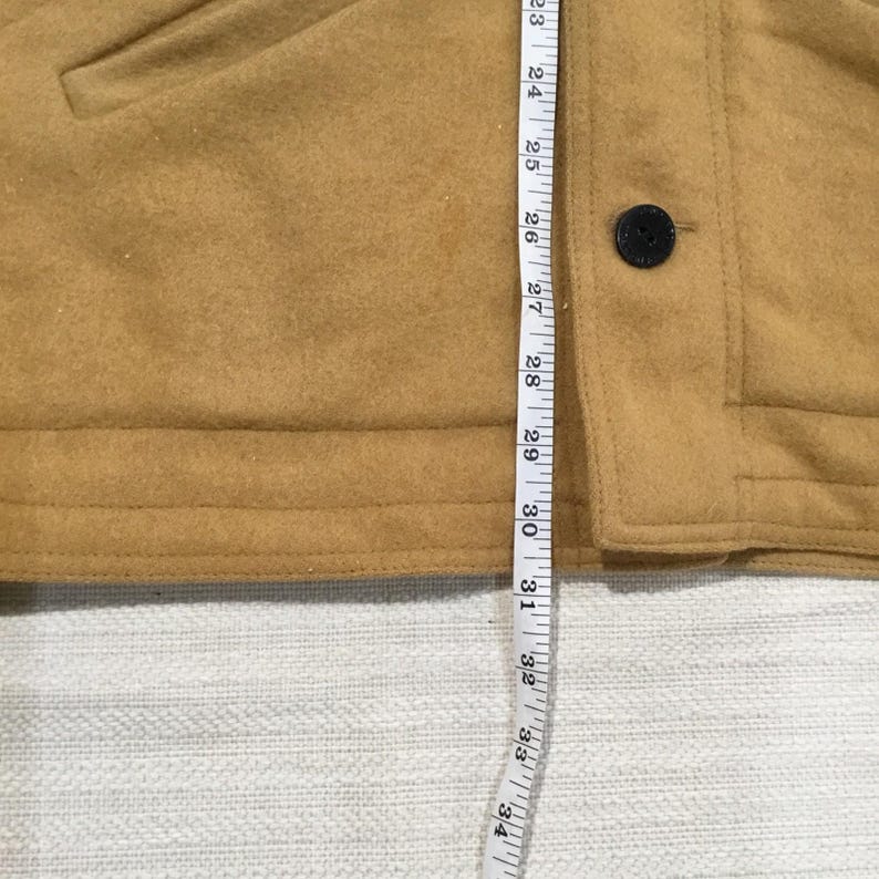 Vintage 70er Jahre Pendleton Tan Brown Solid Wolljacke Ranch Mantel Größe Large Bild 5