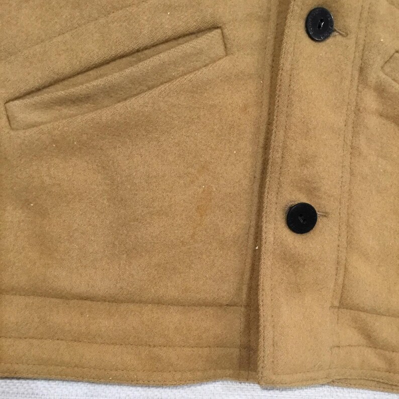 Vintage 70er Jahre Pendleton Tan Brown Solid Wolljacke Ranch Mantel Größe Large Bild 7