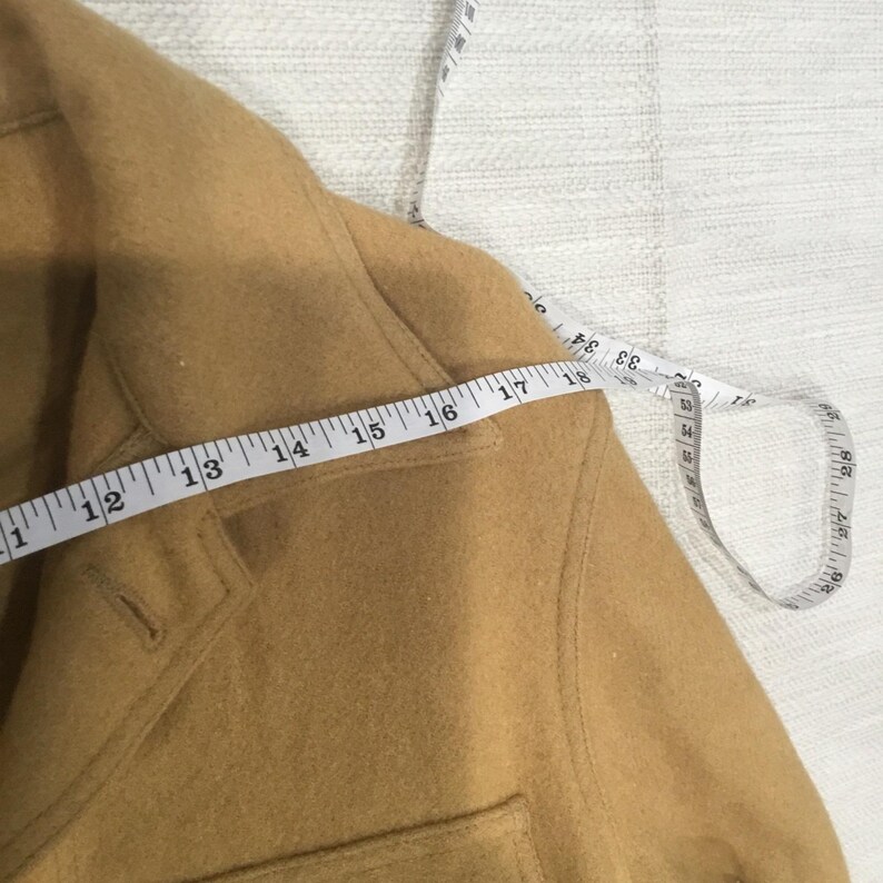 Vintage 70er Jahre Pendleton Tan Brown Solid Wolljacke Ranch Mantel Größe Large Bild 4