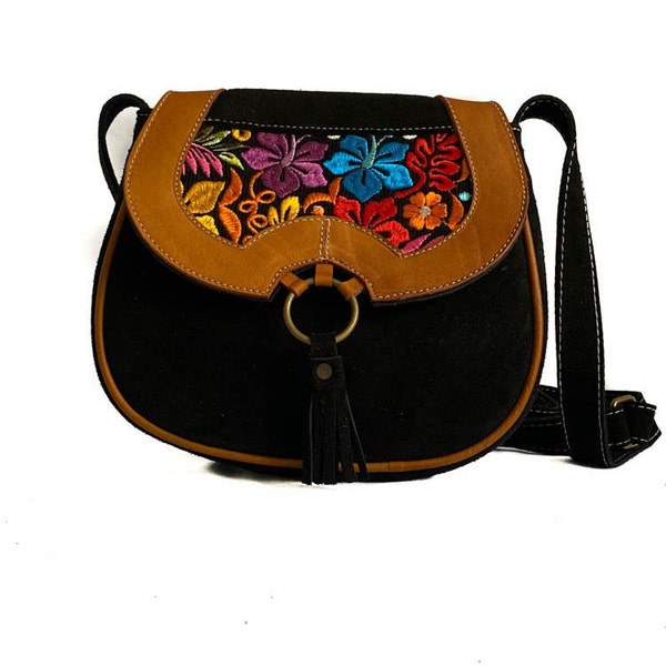Anita Embroidery Leather Bag / Shoulder Bag / Crossbody Bag / Leather Purse / Satchel Handbag / Women Purse Bag / Embroidery Bag