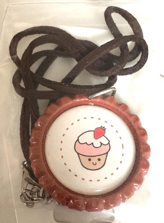 You pick from 5 choices - Variety Cupcakes 26" Ball Chain Necklaces, cupcake love, sweet treats, kids gift, bottle cap, cut to length