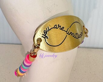 You Are Limitless 7.75" Connector Bracelet with colorful heishi