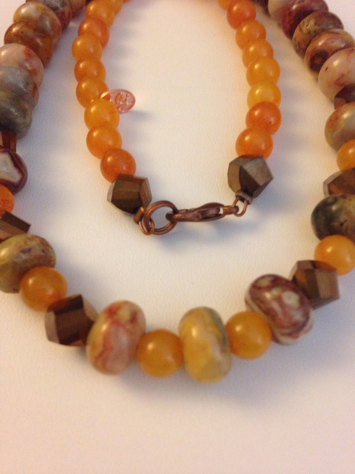 Earth Tones 17 Necklace With Jasper Rondelles Orange - Etsy