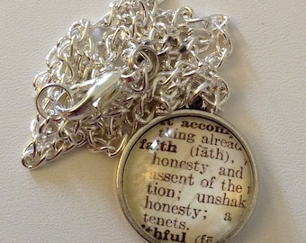 Faith Dictionary Page 20" Glass Pendant - How do you define Faith, definition, dictionary