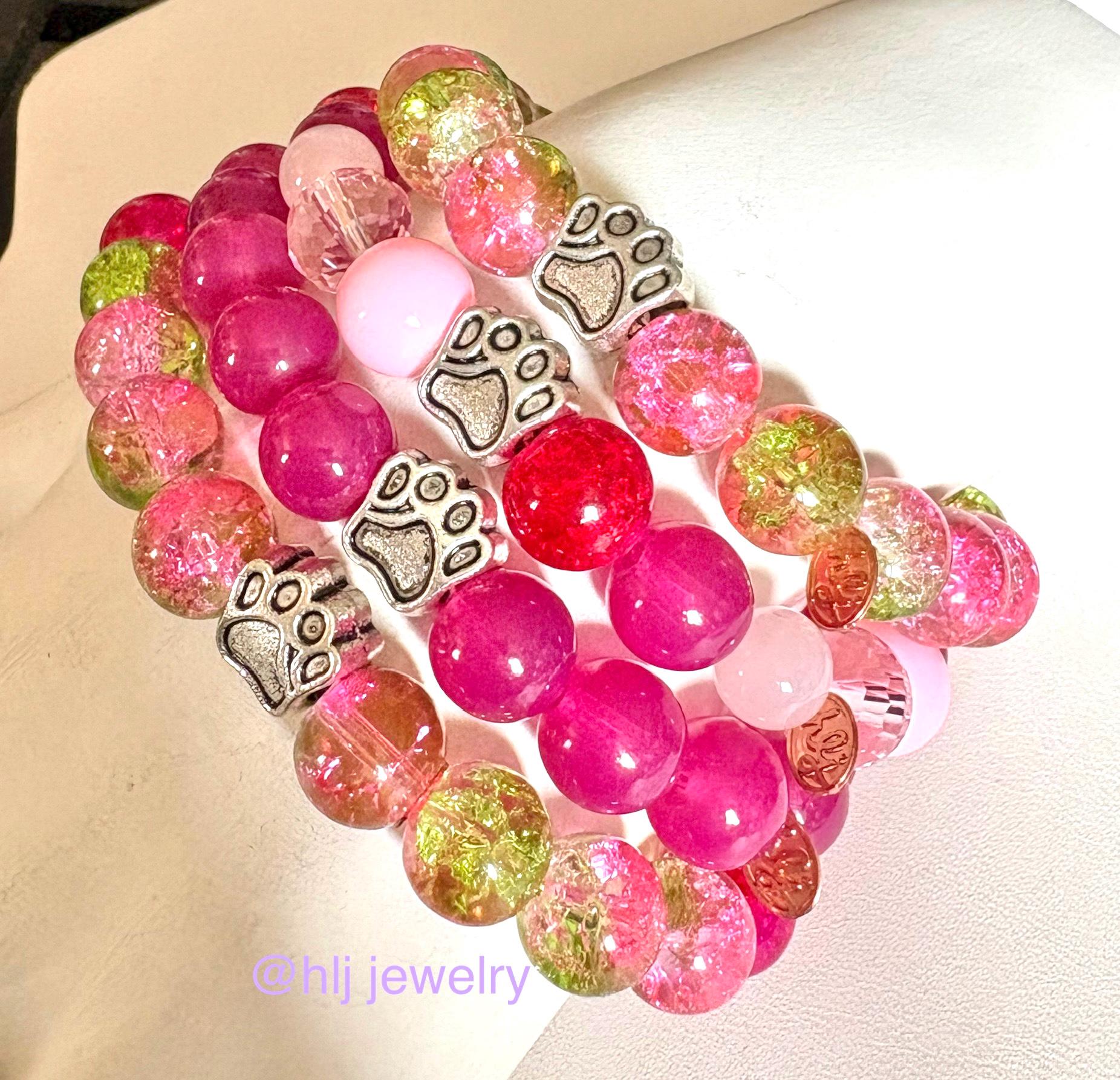 Paw Print or Rainbow Bridge Pet Memorial 7" Stretch Bracelet With Paw ...