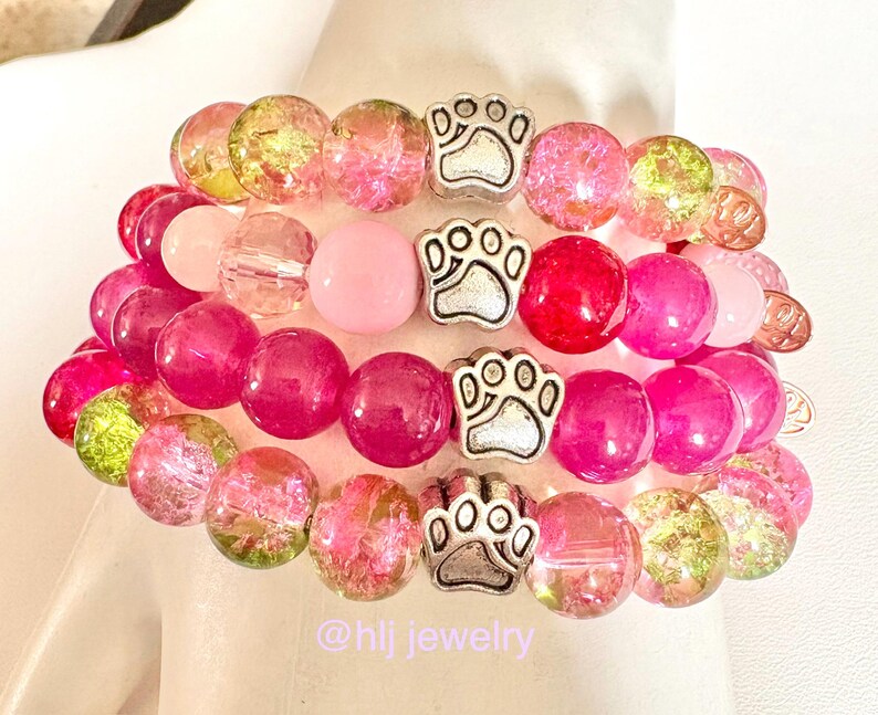 Paw Print or Rainbow Bridge Pet Memorial 7" Stretch Bracelet With Paw ...
