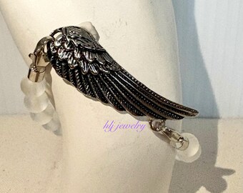 Angel Wing Connector bracelet with moonstone beads