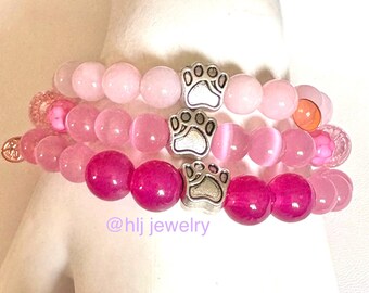 Paw Print or Rainbow Bridge Pet Memorial 6.5" Stretch Bracelet With Paw ...