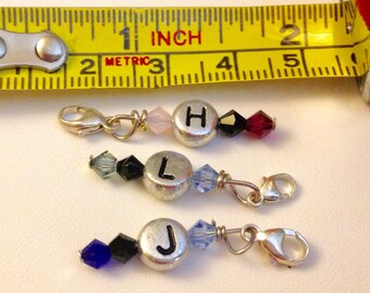 Add A Charm - Initial Charm in Pink with Small Silver Lobster Clasp