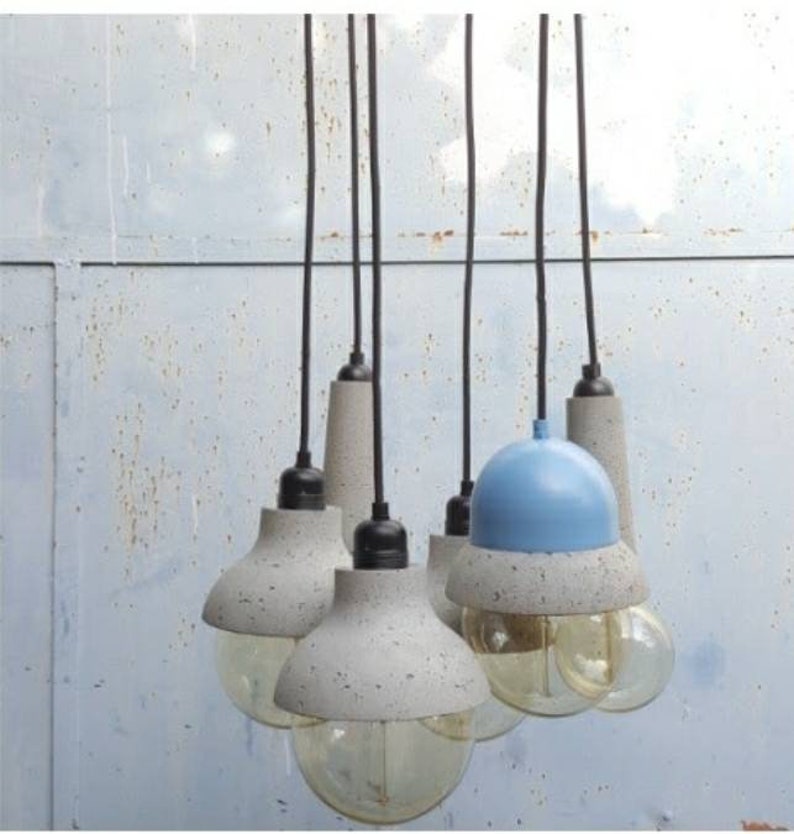 Maayan Pendant Lightweight Concrete Lamp Light Blue