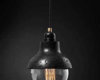 M422 BLACK  - Pendant Lightweight Black Concrete Lamp