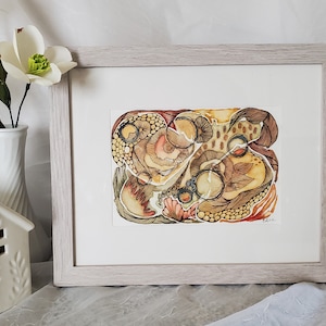 Watercolor paintings original, framed and matted, abstract modern handmade art