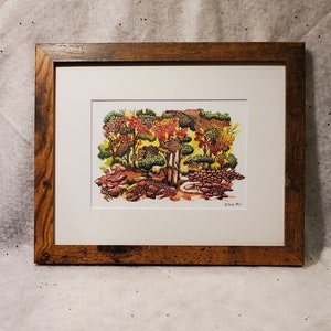 Watercolor paintings original, framed and matted, abstract modern handmade art