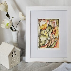 Watercolor  original, framed and matted paintings, abstract modern handmade art