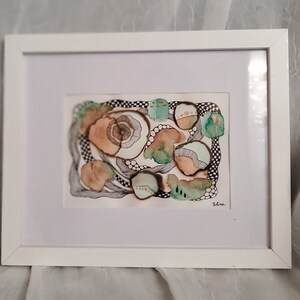 Watercolor  original, framed and matted paintings, abstract modern handmade art