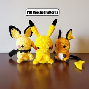 Pikachu Evolutions Amigurumi Crochet Pattern Set