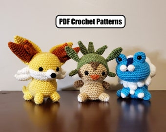 Gen 6 Starter Amigurumi Crochet Pattern Set