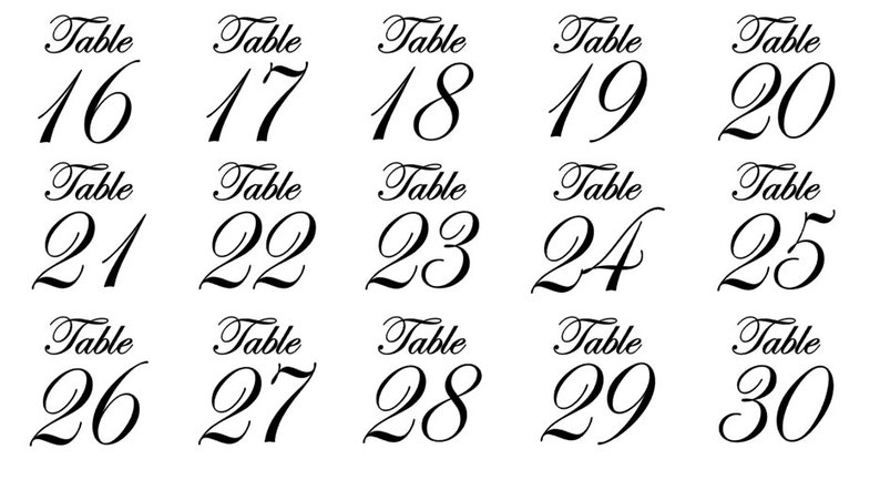 Wedding Table Numbers Fancy Script Font Vinyl Table | Etsy