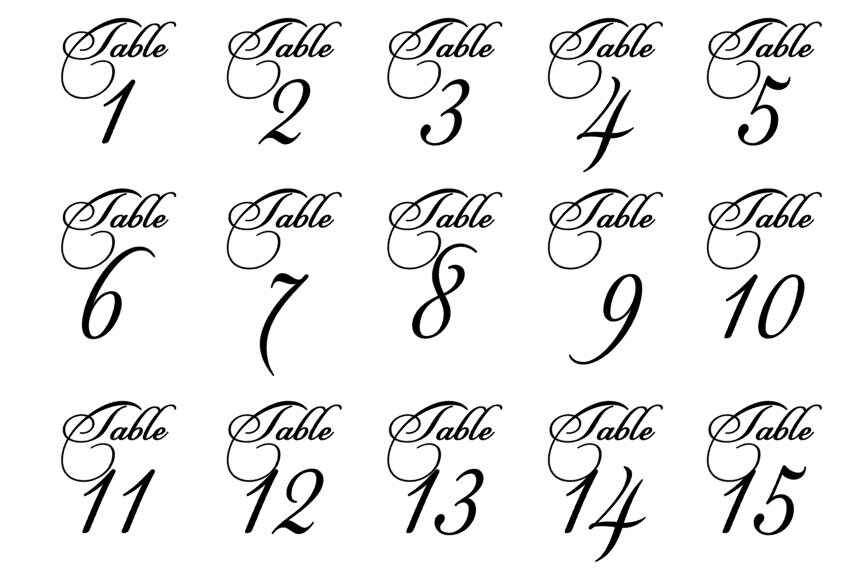 Wedding Table Numbers Fancy Script Font Vinyl Table | Etsy