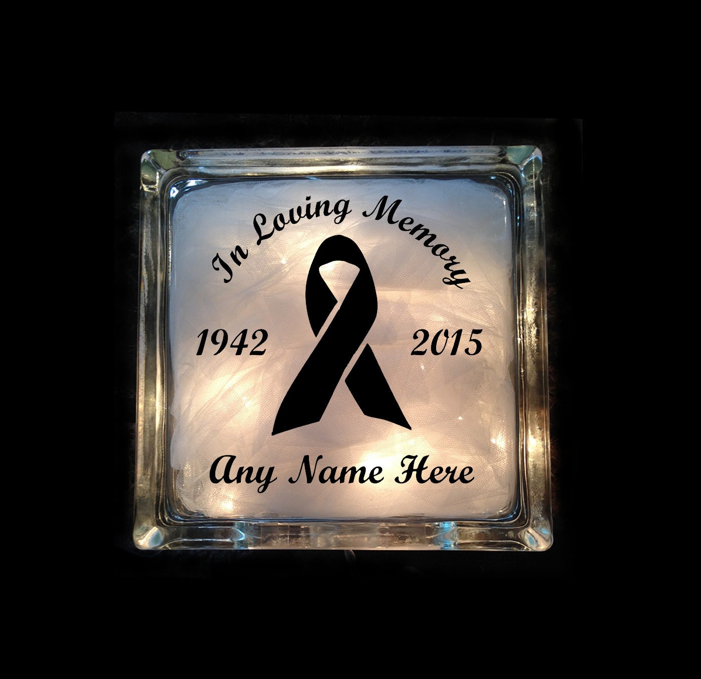 Cancer In Loving Memory Memorial Lighted Glass Block Night Etsy