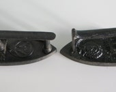 Two french antique irons, antique cast iron, shabby chic, vintage décor